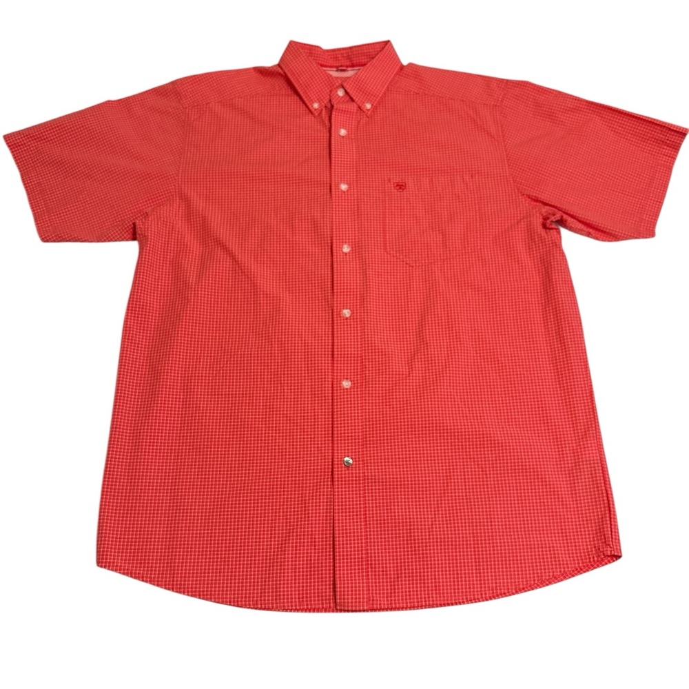 Ariat Men’s Pro Series Large Red Plaid Short-Sleeve Vented Button-Down Shirt